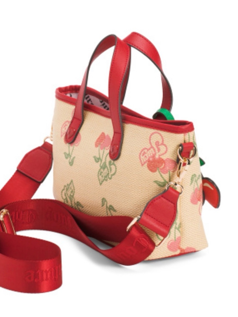 Cherry-Print Red Trim Tote Bag - Picture 5 of 7
